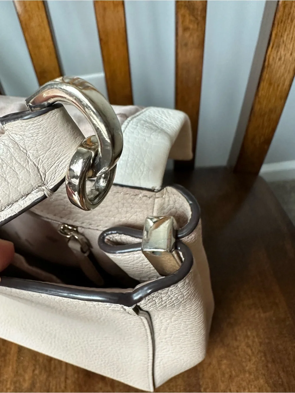 Kate Spade Leila Colorblock Pebbled Leather Flap Shoulder Bag Warm Beige Multi